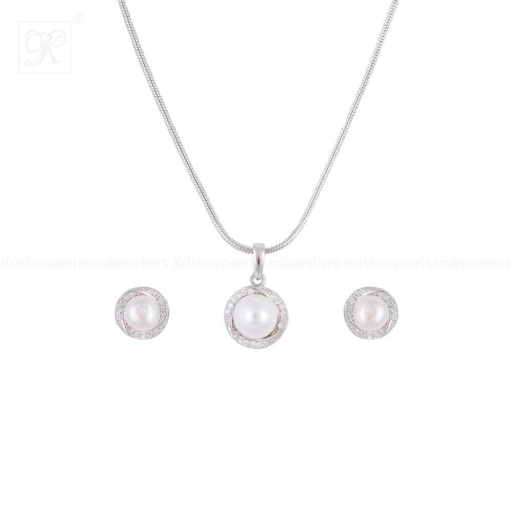 Timeless Halo Pearl Set Freshwater Pearl | Krishna Pearls and Jewellers