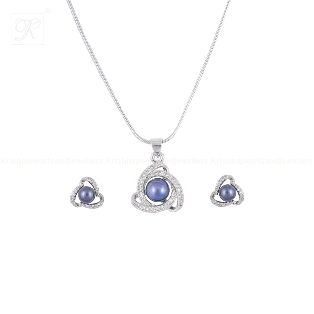 Midnight Swirl Black Pearl Set Freshwater | Krishna Pearls and Jewellers