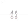 Twist Elegance CZ Pearl Drop Earrings | Krishna Pearls and Jewellers