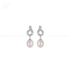 Twist Elegance CZ Pearl Drop Earrings | Krishna Pearls and Jewellers