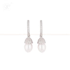 Elegant Silver Drop Earrings with CZ | Krishna Pearls and Jewellers