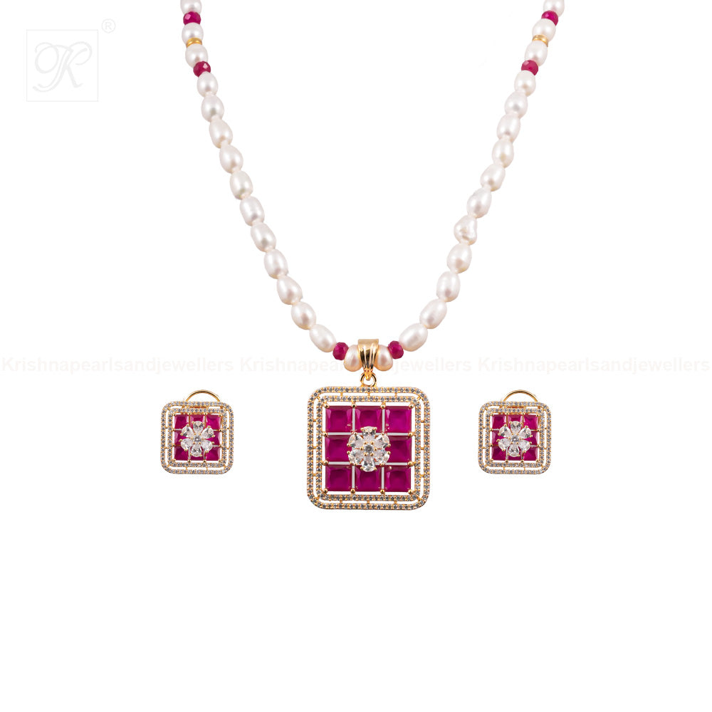 Flat Red With Cubic Zirconia Majesty Pearl | Krishna Pearls and Jewellers