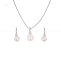 Classic Cream Drop Pearl Set Freshwater | Krishna Pearls and Jewellers