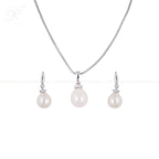 Classic Cream Drop Pearl Set Freshwater | Krishna Pearls and Jewellers