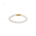 Golden Grace: Classic White Pearl Bracelet | Krishna Pearls and Jewellers