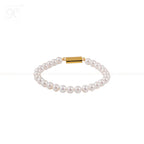 Golden Grace: Classic White Pearl Bracelet | Krishna Pearls and Jewellers