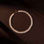 Peach Colour Freshwater Pearl Floral Choker Necklace