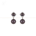 Silver colour pearl double step earrings | Krishna Pearls and Jewellers