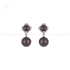 Silver colour pearl double step earrings | Krishna Pearls and Jewellers