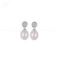 Radiant Pearl Drop CZ Earrings Freshwater | Krishna Pearls and Jewellers