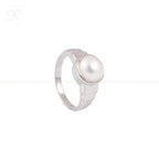 Modern Prestige: White Pearl Ring with | Krishna Pearls and Jewellers