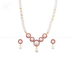 Crimson Halo Pearl Jewelry Set Freshwater | Krishna Pearls and Jewellers