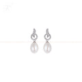 Halo Drop Pearl Earrings with CZ Accents | Krishna Pearls and Jewellers
