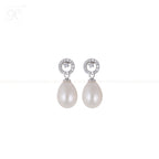 Floral Spark CZ Drop Pearl Earrings | Krishna Pearls and Jewellers