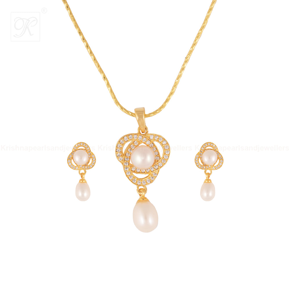 Regal Radiance White Pearl Pendant & | Krishna Pearls and Jewellers