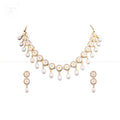 Delicate Crystal Bloom & Pearl Drop Jewelry | Krishna Pearls and Jewellers