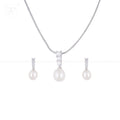 Radiant Trio CZ ROUND Pearl Set – Silver | Krishna Pearls and Jewellers