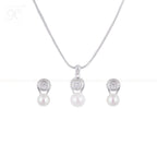 Modern Glow ROUND Pearl Set – CZ Accents in | Krishna Pearls and Jewellers