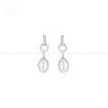 Elegant Silver CZ Drop Earrings with | Krishna Pearls and Jewellers