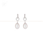 Elegant Silver CZ Drop Earrings with | Krishna Pearls and Jewellers