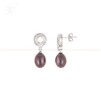 Elegant Black Pearl Drop Earrings with CZ | Krishna Pearls and Jewellers