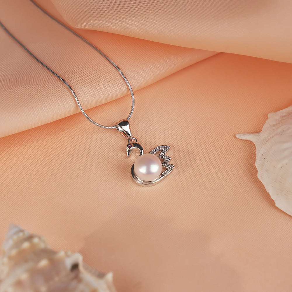 Swan Freshwater Pearl Pendant Set