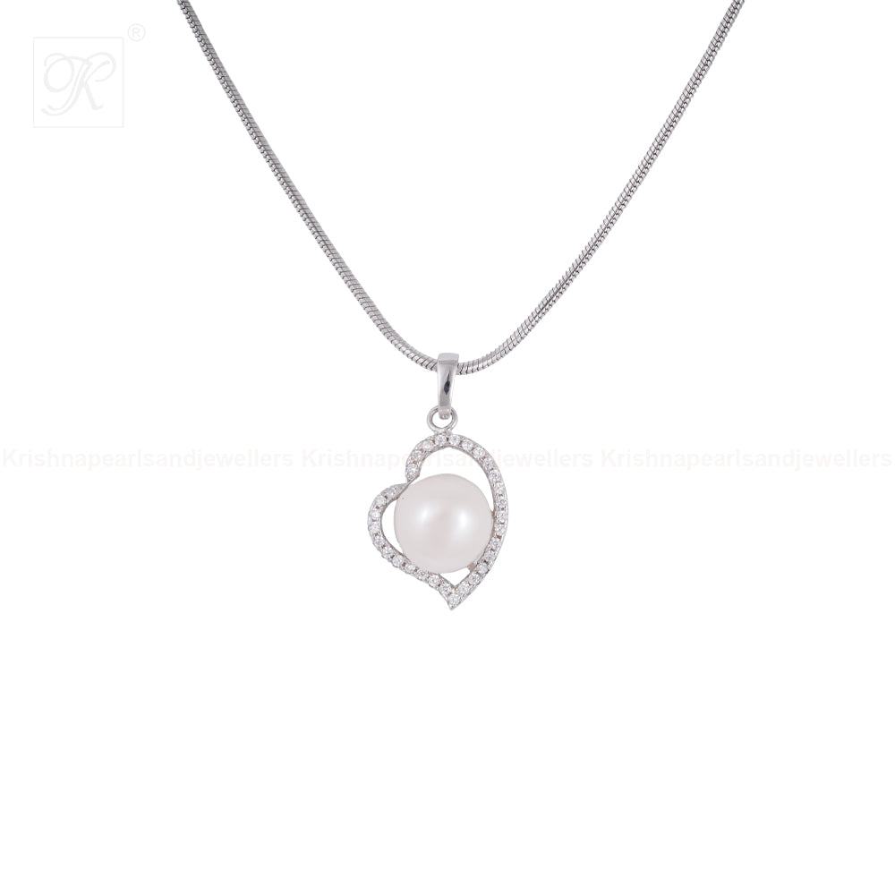 Sparkling Heart Pearl Set – CZ-Studded Love | Krishna Pearls and Jewellers