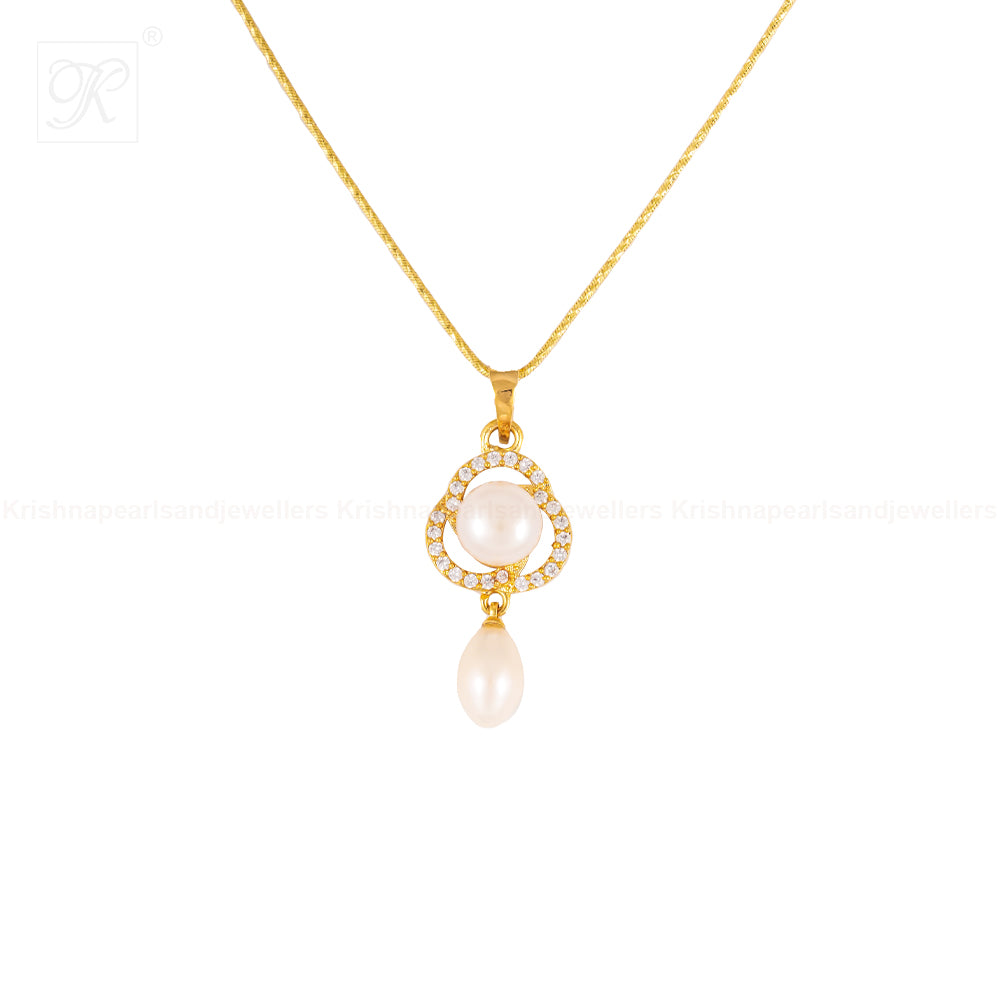 Royal Bloom White Pearl Pendant & Earring | Krishna Pearls and Jewellers
