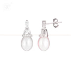 Elegant Drop Pearl & CZ Dangle Earrings | Krishna Pearls and Jewellers