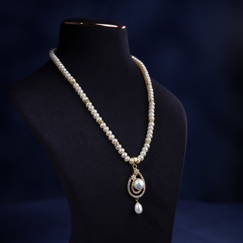 Freshwater Pearl Necklace & Earrings Set for Women