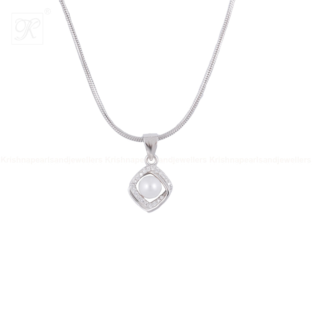 Diamond Frame White Pearl Ensemble | Krishna Pearls and Jewellers