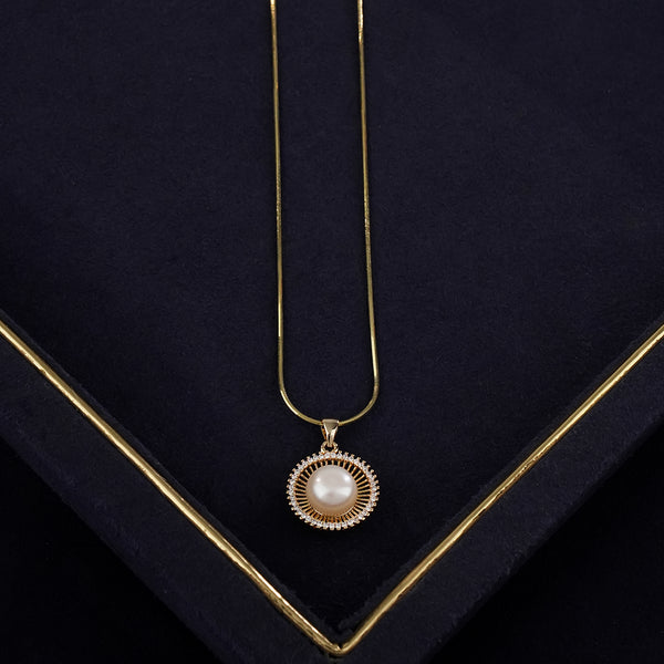 Elegant Freshwater Pearl Pendant Necklace with Matching Earrings & Pearl Bracelet | Gold Finish Designer Jewellery Combo Set for Women
