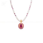 Royal Ovaldrop Pearl & Gemstone Set | Krishna Pearls and Jewellers