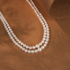 Classic Double-Layer Pearl Necklace with Pearl Stud Earrings & Pearl Bracelet | Timeless Pearl Jewellery Combo Set for Women