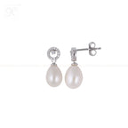 Floral Spark CZ Drop Pearl Earrings | Krishna Pearls and Jewellers
