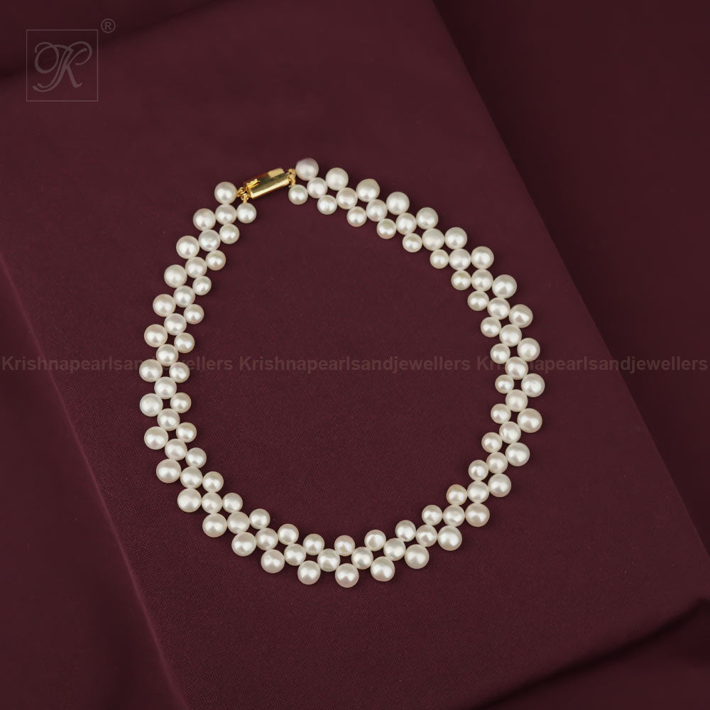 Classic Double-Strand White Pearl Choker | Krishna Pearls and Jewellers