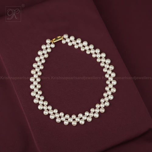 Classic Double-Strand White Pearl Choker | Krishna Pearls and Jewellers