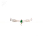 Regal Pearl and Green Stone Choker Set | Krishna Pearls and Jewellers