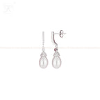 Elegant Silver Drop Earrings with CZ | Krishna Pearls and Jewellers