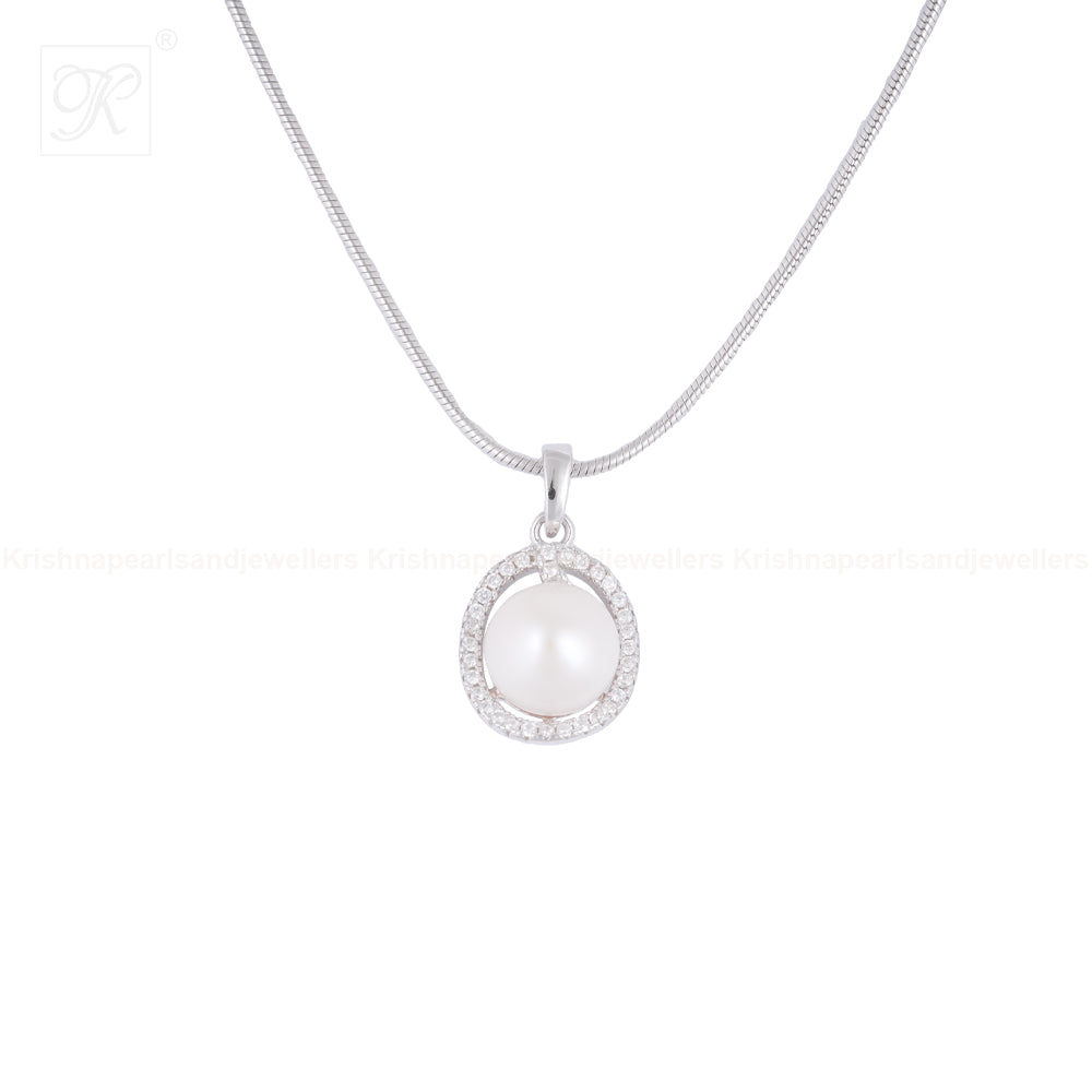 Luminous Halo Pearl Set – CZ Framed ROUND | Krishna Pearls and Jewellers