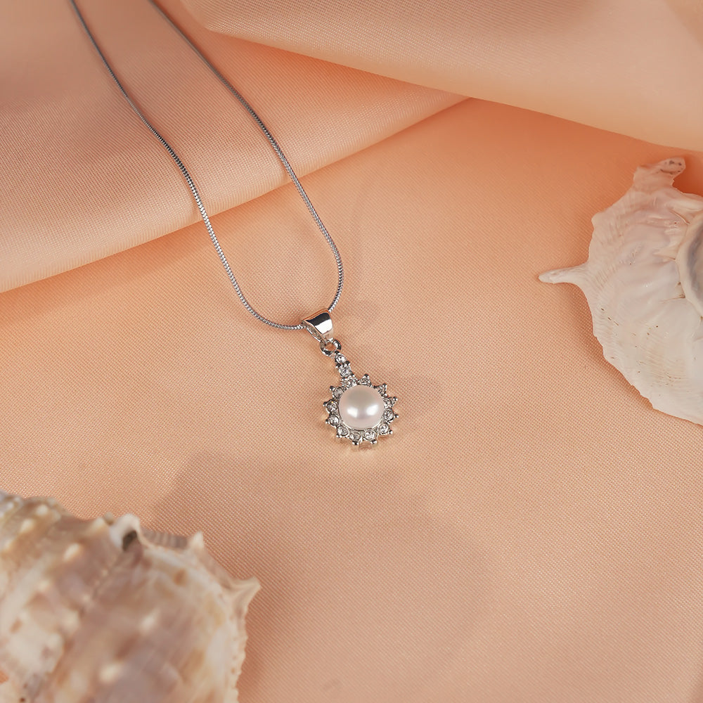 Celestial Sparkle White Pearl Pendant & | Krishna Pearls and Jewellers