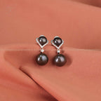 Silver colour pearl double step earrings | Krishna Pearls and Jewellers