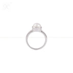 Celestial Allure: White Pearl Ring with | Krishna Pearls and Jewellers