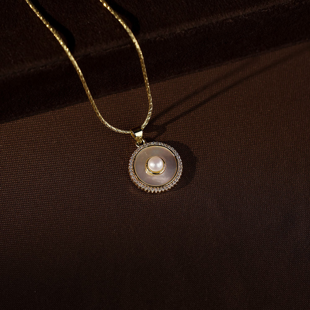 Classic Halo Pearl Pendant Set with Matching Stud Earrings