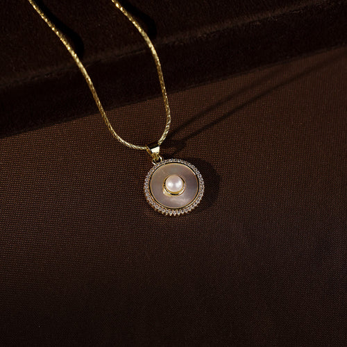 Classic Halo Pearl Pendant Set with Matching Stud Earrings