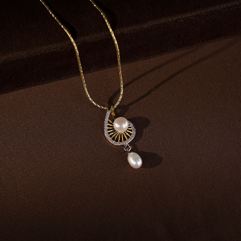 Radiant Pearl Drop Pendant & Earrings Set