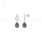 Twilight Charm Black Pearl Drop Earrings | Krishna Pearls and Jewellers