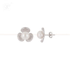 Silver Leaf studd earrings with CZ | Krishna Pearls and Jewellers