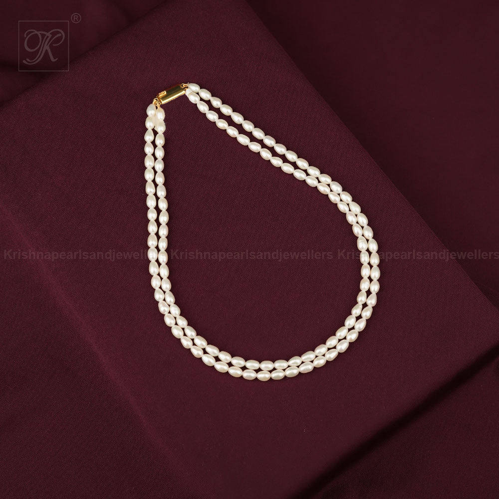 Double-Strand White Freshwater Pearl string | Krishna Pearls and Jewellers
