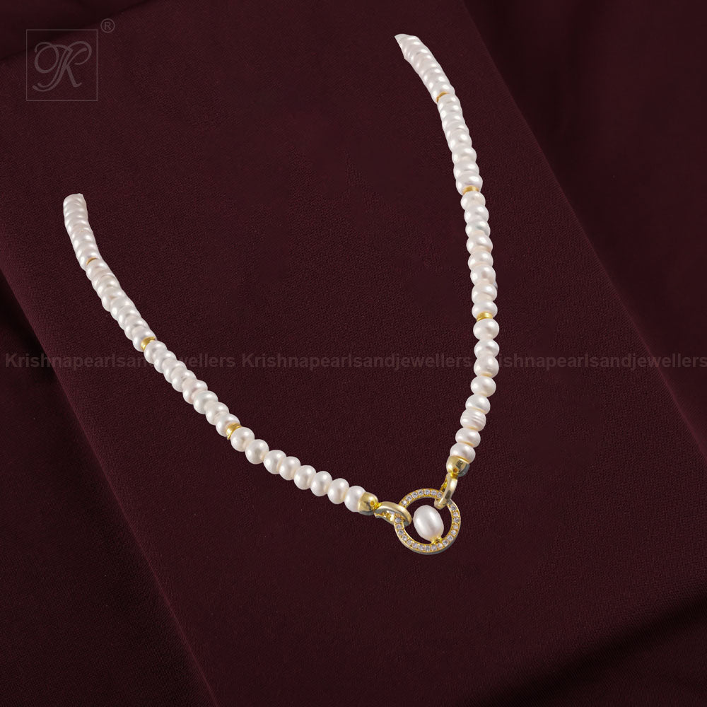 Classic Pearl Elegance String with Gold | Krishna Pearls and Jewellers